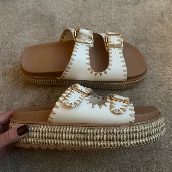 Yoki Shoes - Yoki Platform White and Tan Sandals